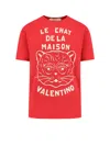 Valentino Garavani T-shirt With Le Chat De La Maison Print In Red