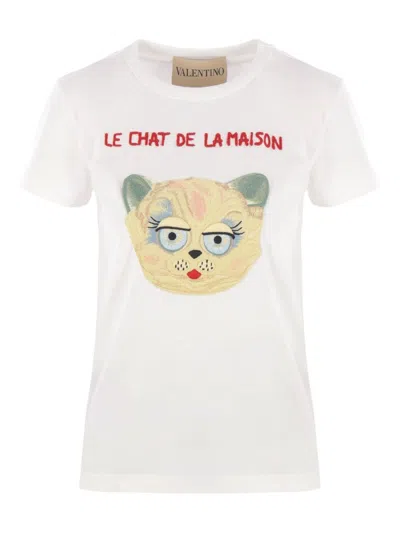 VALENTINO VALENTINO LE CHAT DE LA MAISON COTTON T-SHIRT