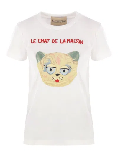 VALENTINO VALENTINO LE CHAT DE LA MAISON COTTON T-SHIRT