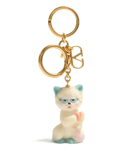 Valentino Garavani Le Chat De La Maison Gold-tone And Resin Bag Charm In Silver