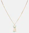 Valentino Multicolor Nylon And Metal Le Chat De La Maison Necklace In Gold