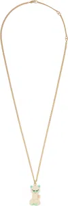 Valentino Multicolor Nylon And Metal Le Chat De La Maison Necklace In Gold