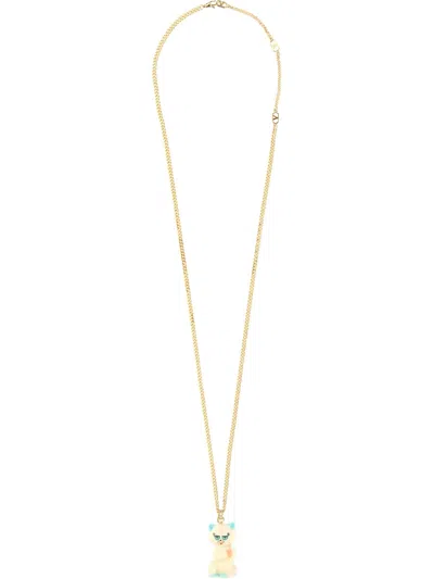 Valentino Garavani Multicolor Nylon And Metal Le Chat De La Maison Necklace In Gold