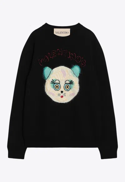 VALENTINO LE CHAT DE LA MAISON PATCH SWEATSHIRT