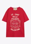 Valentino Garavani T-shirt With Le Chat De La Maison Print In Red