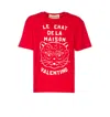 Valentino Garavani T-shirt With Le Chat De La Maison Print In Red