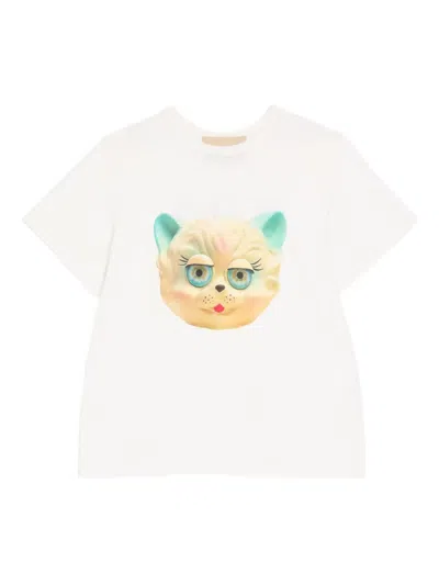 Valentino Garavani T-shirt With Le Chat De La Maison Print In White