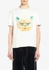 Valentino Cotton T-shirt With Le Chat De La Maison Print In White