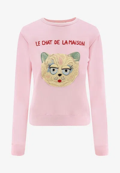 Valentino Le Chat De La Maison Printed Sweatshirt In Pink