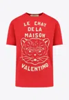 Valentino Garavani T-shirt With Le Chat De La Maison Print In Red