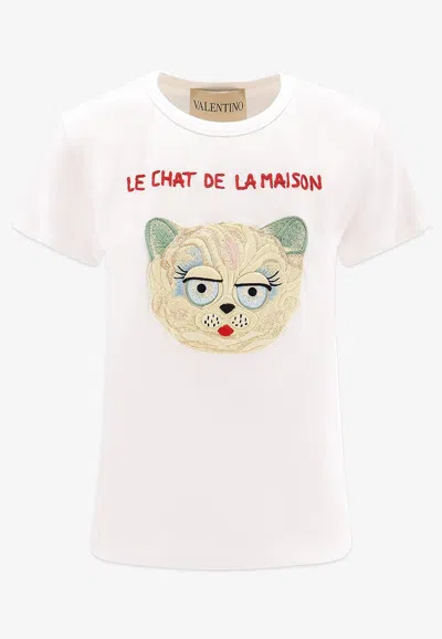 Valentino Le Chat De La Maison Printed T-shirt In White
