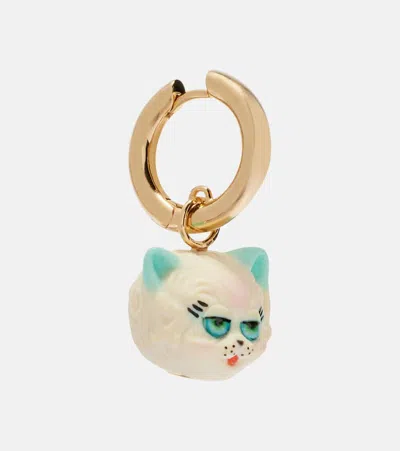 Valentino Garavani Multicolor Metal And Nylon Le Chat De La Maison Earring In Metallic