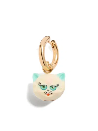 Valentino Garavani Le Chat De La Maison Single Earring In Metal And Nylon In Yellow