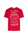 Valentino Garavani T-shirt With Le Chat De La Maison Print In Red