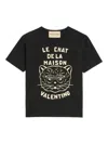 Valentino Garavani T-shirt With Le Chat De La Maison Print In Black