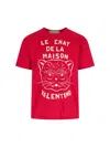 Valentino Garavani T-shirt With Le Chat De La Maison Print In Red