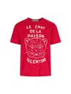 Valentino Garavani T-shirt With Le Chat De La Maison Print In Red