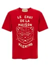 Valentino Garavani T-shirt With Le Chat De La Maison Print In Red