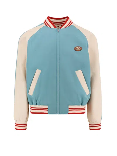 Valentino Bomber Jacket Wool Embroidered Back In Multi