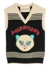 Valentino Cat Motif Wool Sleeveless Vest In Black