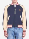 Valentino Sporty Bomber Jacket With Embroidered Details In Blue