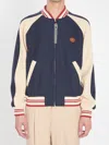 Valentino Sporty Bomber Jacket With Embroidered Details In Blue