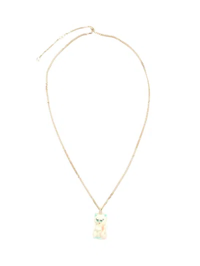 Valentino Garavani Multicolor Nylon And Metal Le Chat De La Maison Necklace In Gold
