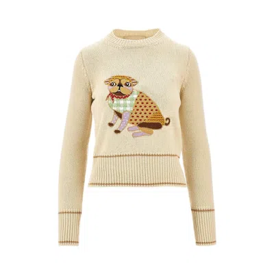 Valentino Le Chien De La Maison Embroidered Sweater In Neutral