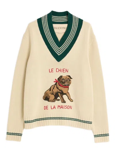 Valentino Garavanile Chien De La Maison Sweater In Neutral