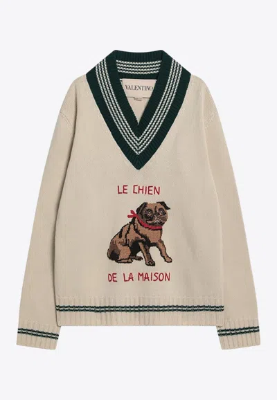 VALENTINO LE CHIEN DE LA MAISON EMBROIDERY SWEATER