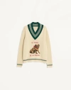Valentino Butter-coloured Sweater With Le Chien De La Maison Embroidery In Nude