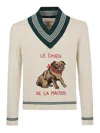 Valentino Garavani Butter-coloured Sweater With Le Chien De La Maison In Neutral