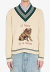 Valentino Butter-coloured Sweater With Le Chien De La Maison Embroidery In Neutral