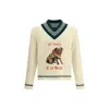 Valentino Butter-coloured Sweater With Le Chien De La Maison Embroidery In Nude