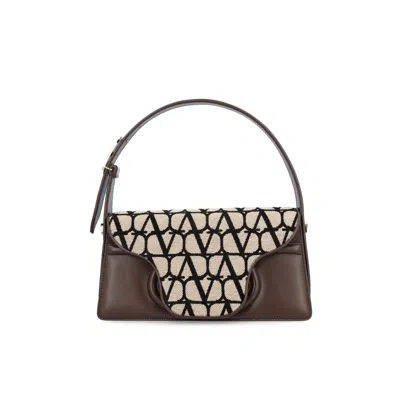 Valentino Garavani Le Grand Deuxième Logo Plaque Shoulder Bag In Brown