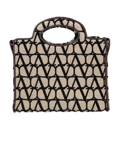 Valentino Garavani Le Troisième Toile Iconographe Leather Tote Bag In Black