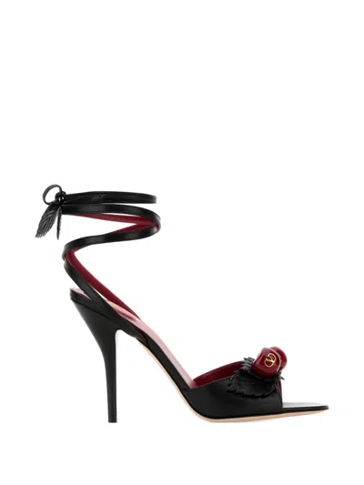 Valentino Garavani Leaf-embellishment Sandals In Black