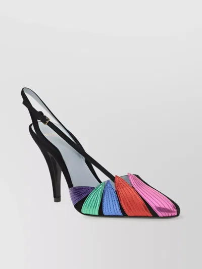 Valentino Garavani Leaf Motif Slingback Sandals In Black/multicolor