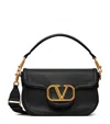 Valentino Alltime Grained Leather Shoulder Bag In Black