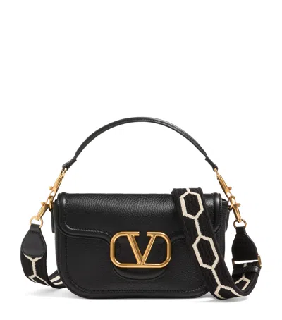 Valentino Garavani Leather Alltime Shoulder Bag In Black