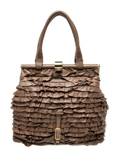 Pre-owned Valentino Garavani Leather Allure Frame Satchel Vintage In Brown