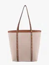 Valentino Leather And Canvas Shoulder Bag With Iconic Studs