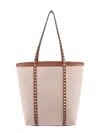 Valentino Leather And Canvas Shoulder Bag With Iconic Studs In Black