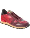 Valentino Leather & Canvas Sneaker In Red