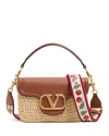 Valentino Garavani  Garavani Alltime Shoulder Bag In Raffia And Grainy Calfskin With Ribbon In Yellow