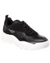Valentino Black Leather Sneakers In Black