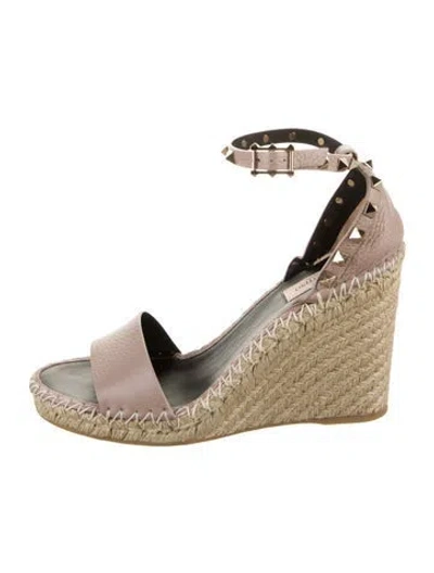 Pre-owned Valentino Garavani Leather Animal Print Espadrilles In Pink