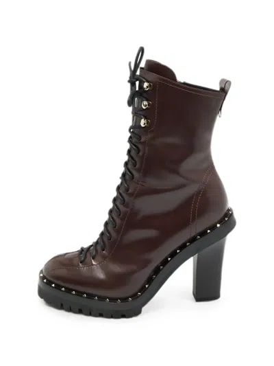 Pre-owned Valentino Garavani Leather Ankle Boots In Red
