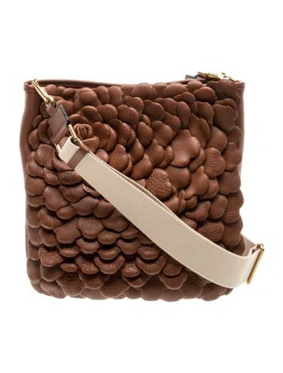 Pre-owned Valentino Garavani Leather Atelier Rose In Brown