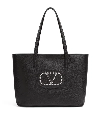Valentino Garavani Leather Avec Toi East-west Tote Bag In Black